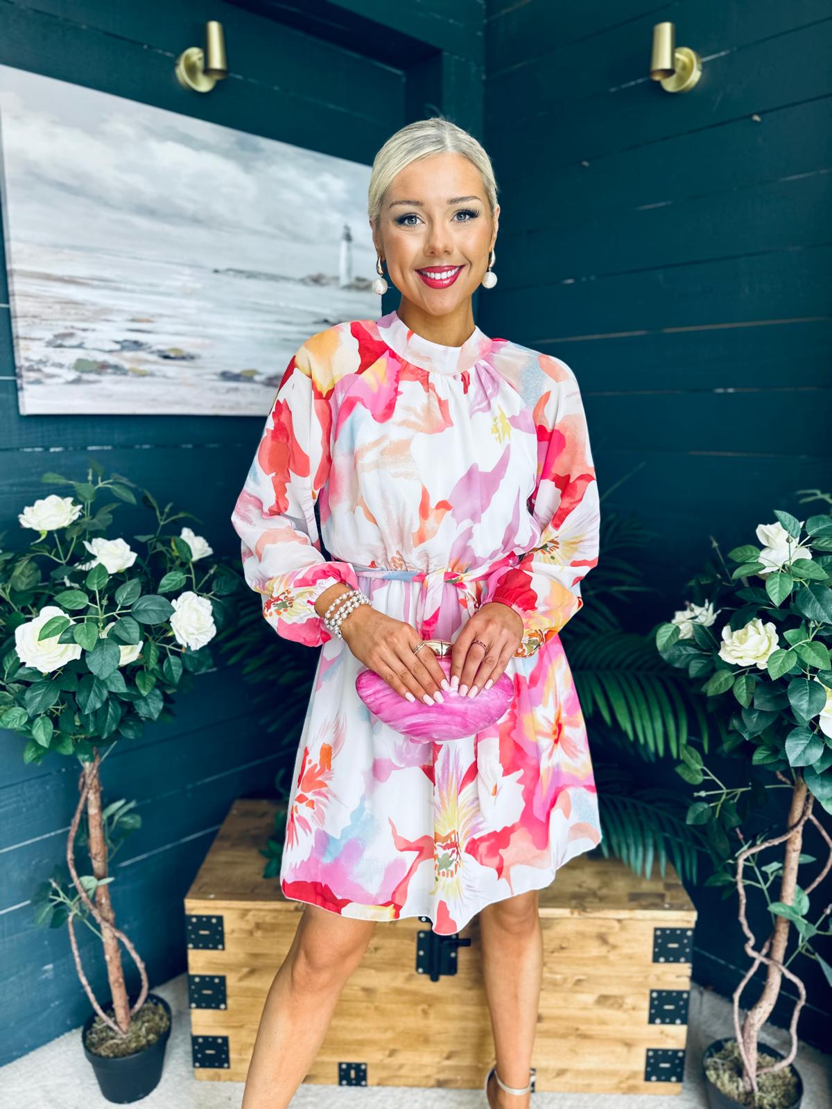 Ciara Detailed Mini Dress Floral White