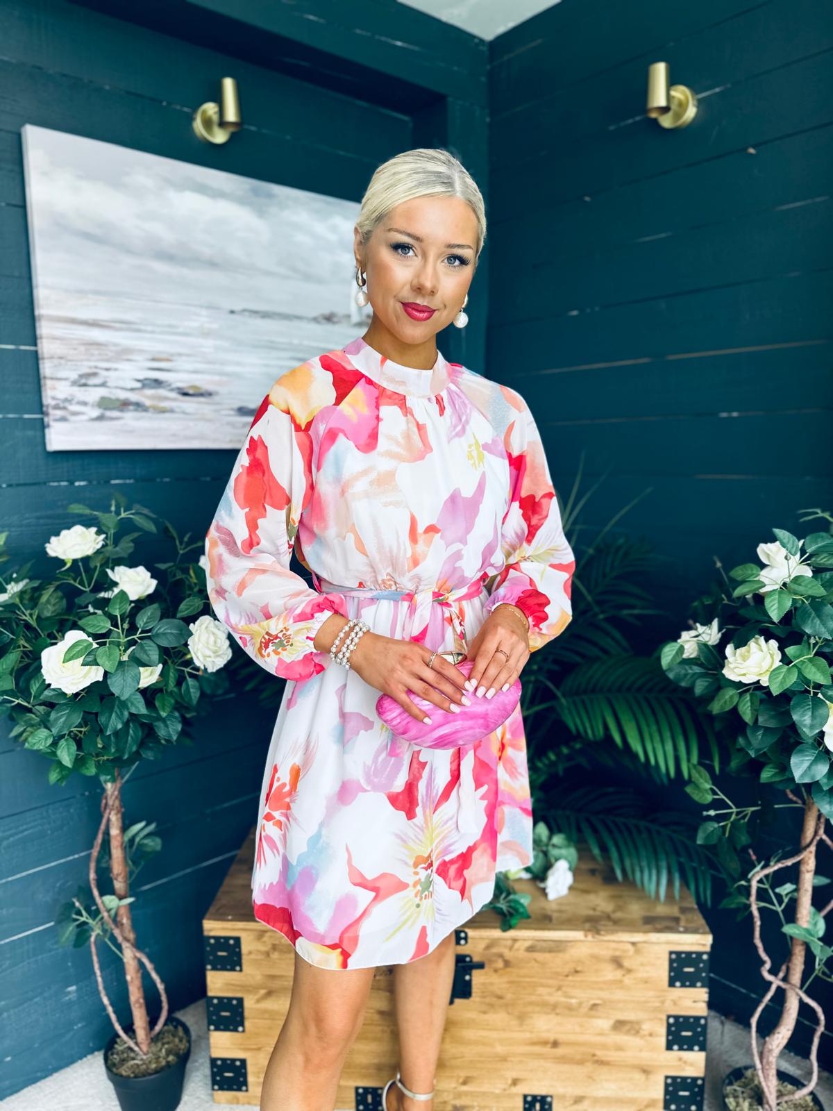 Ciara Detailed Mini Dress Floral White
