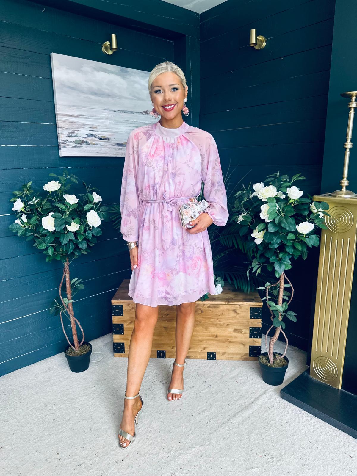 Ciara Detailed Mini Dress Floral Blush