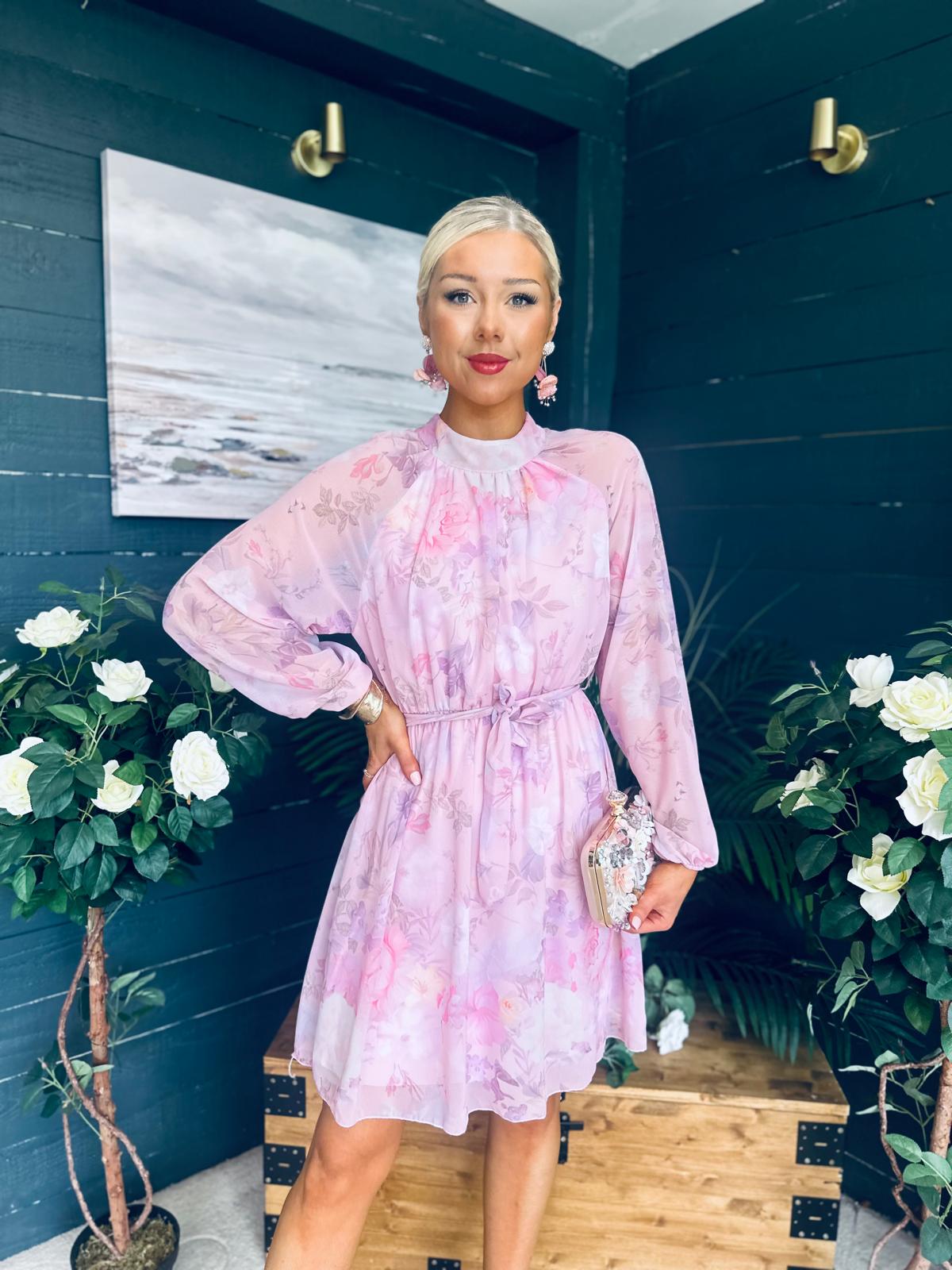 Ciara Detailed Mini Dress Floral Blush