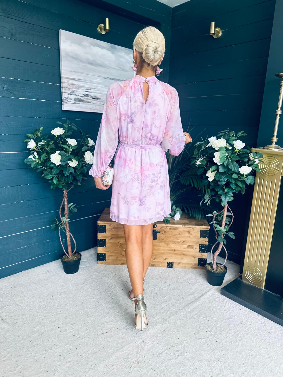 Ciara Detailed Mini Dress Floral Blush