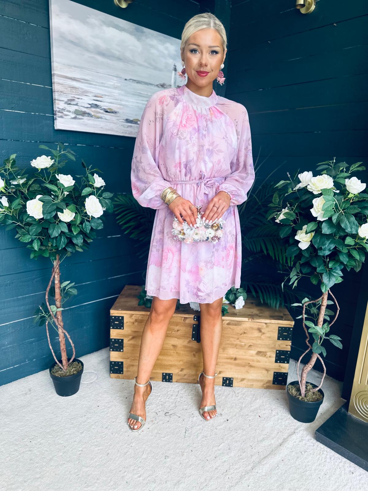 Ciara Detailed Mini Dress Floral Blush