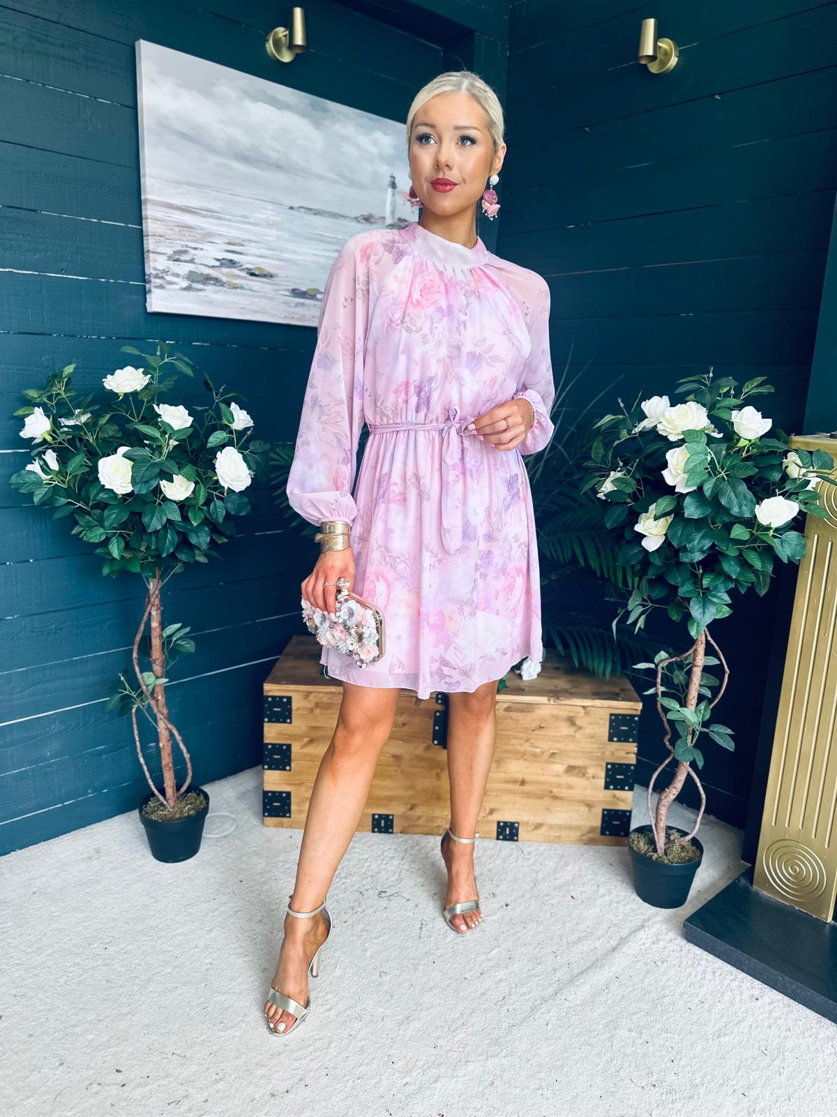 Ciara Detailed Mini Dress Floral Blush