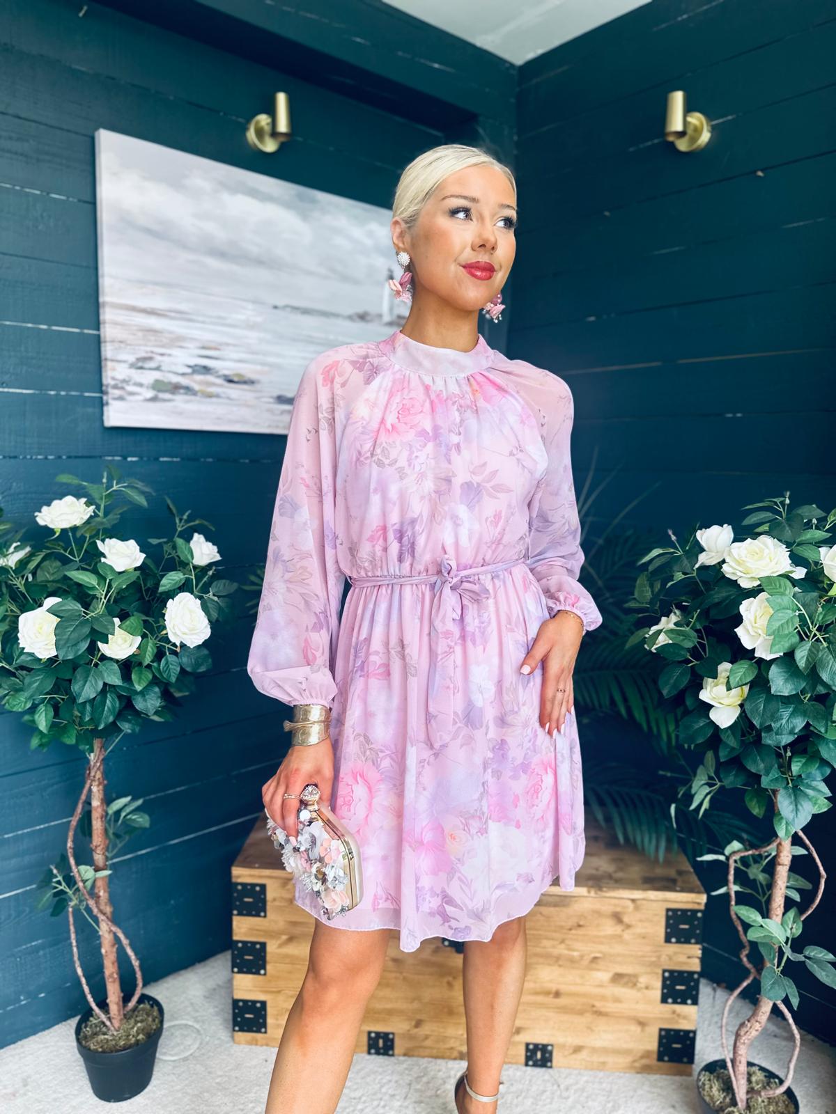 Ciara Detailed Mini Dress Floral Blush