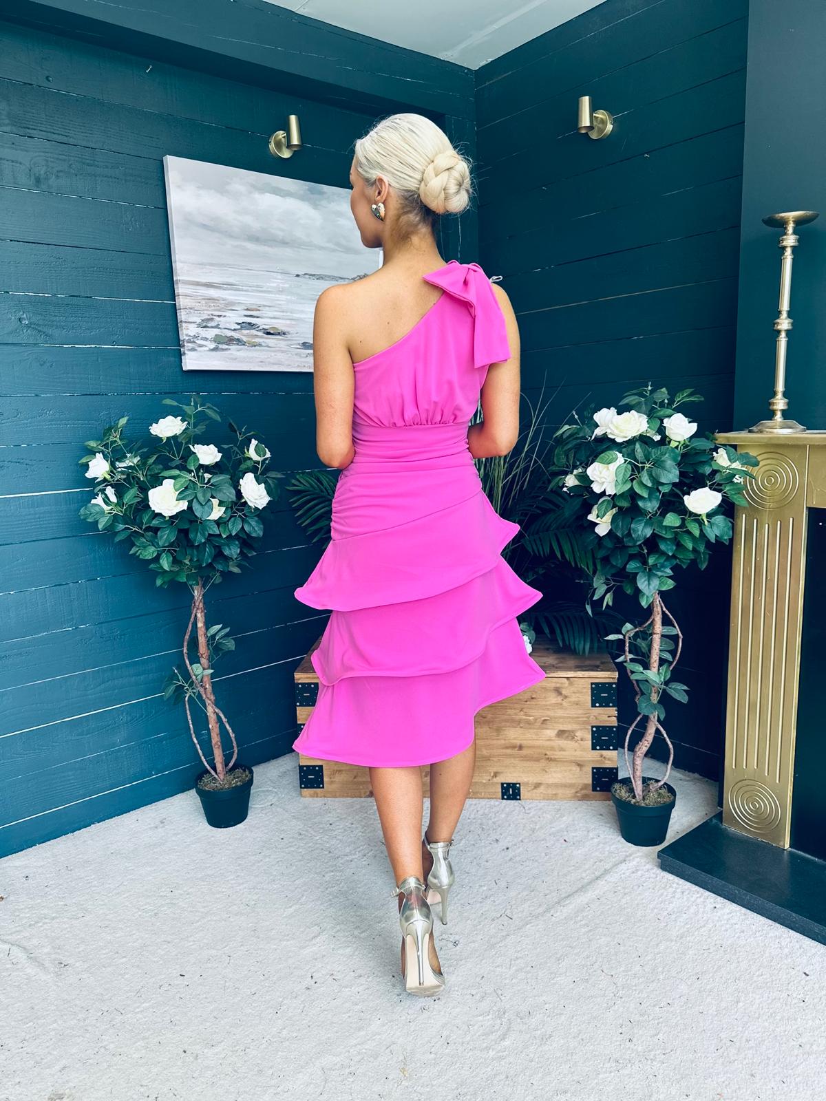 Casey Layered Detailed Occasion Dress Pink