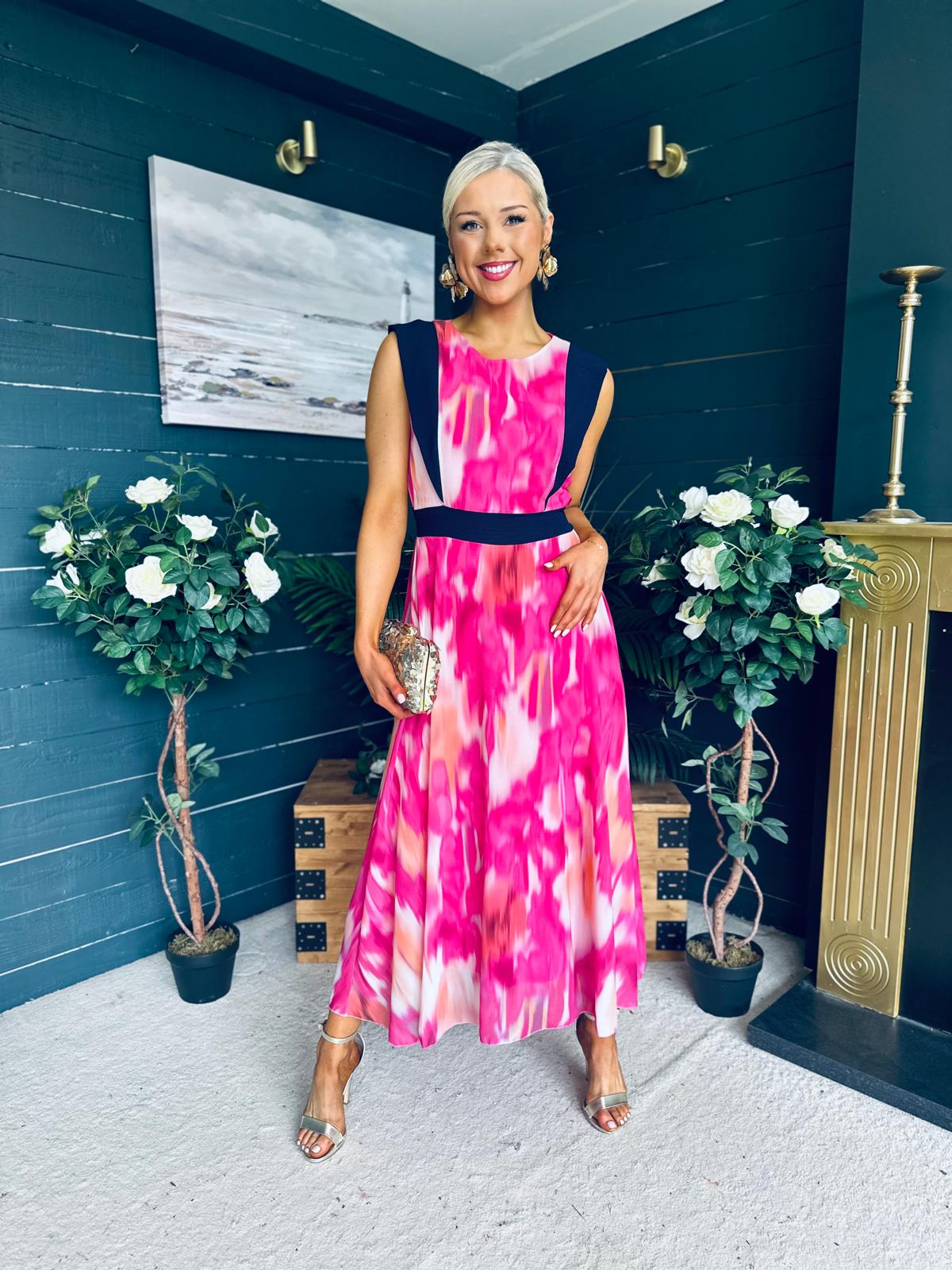 Addison Detailed Midi Dress Fuchsia