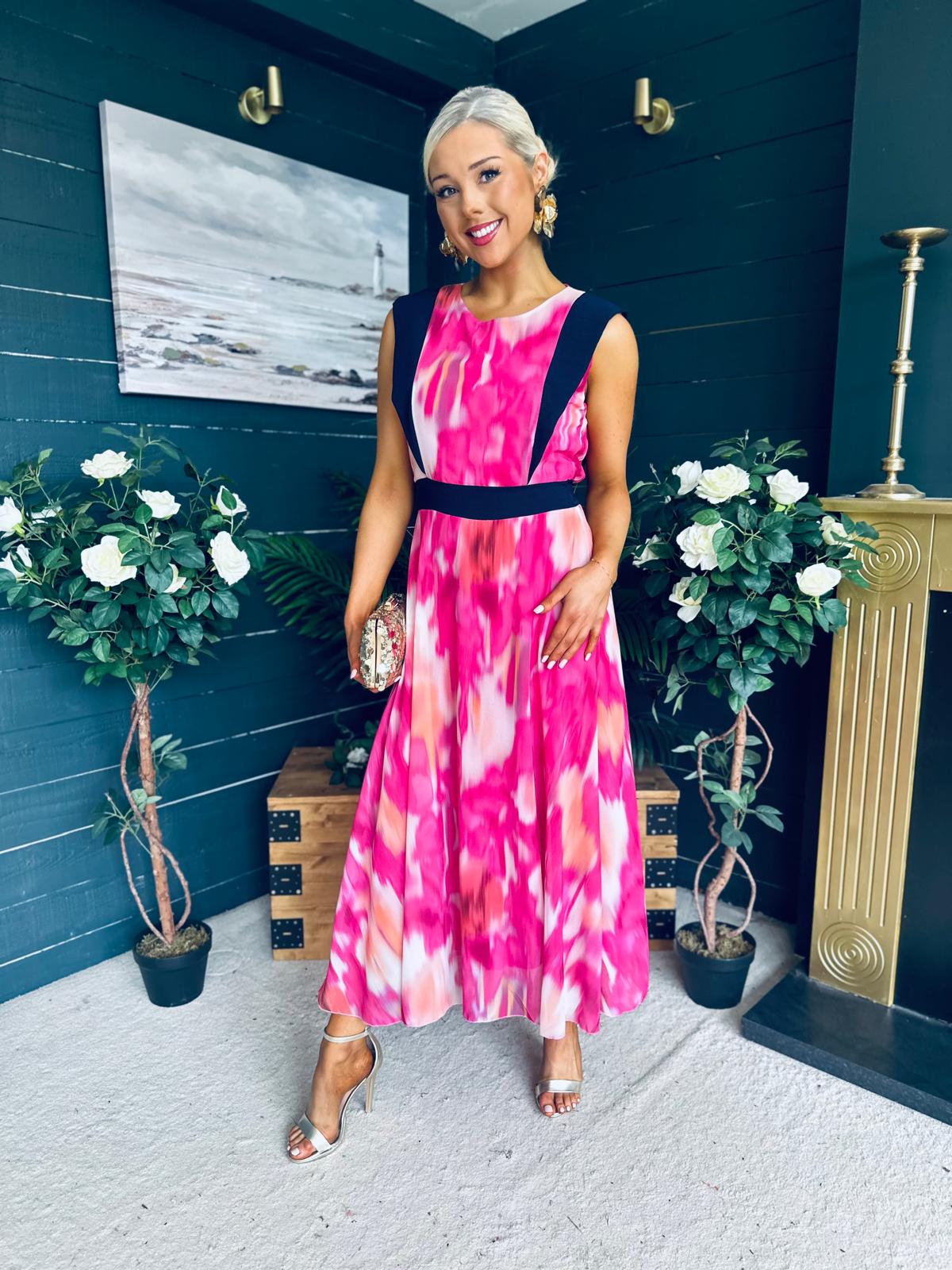 Addison Detailed Midi Dress Fuchsia