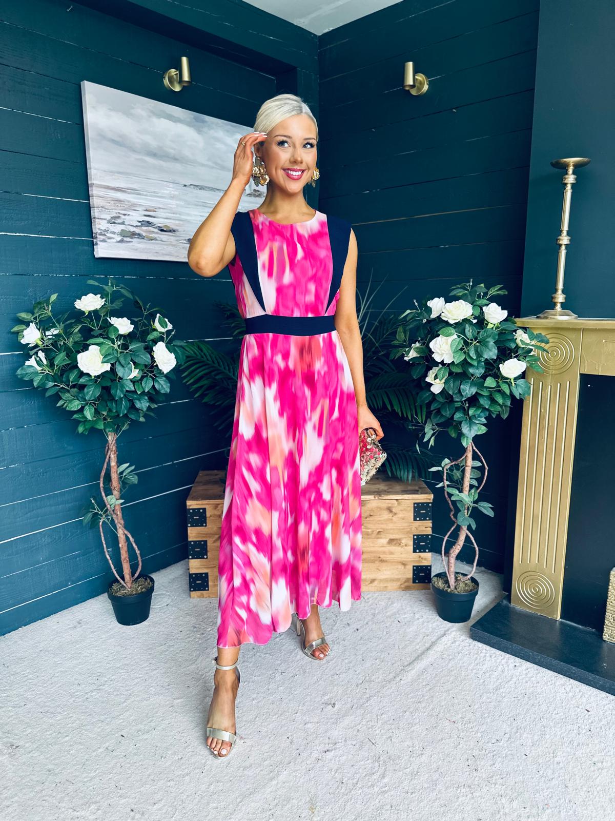 Addison Detailed Midi Dress Fuchsia