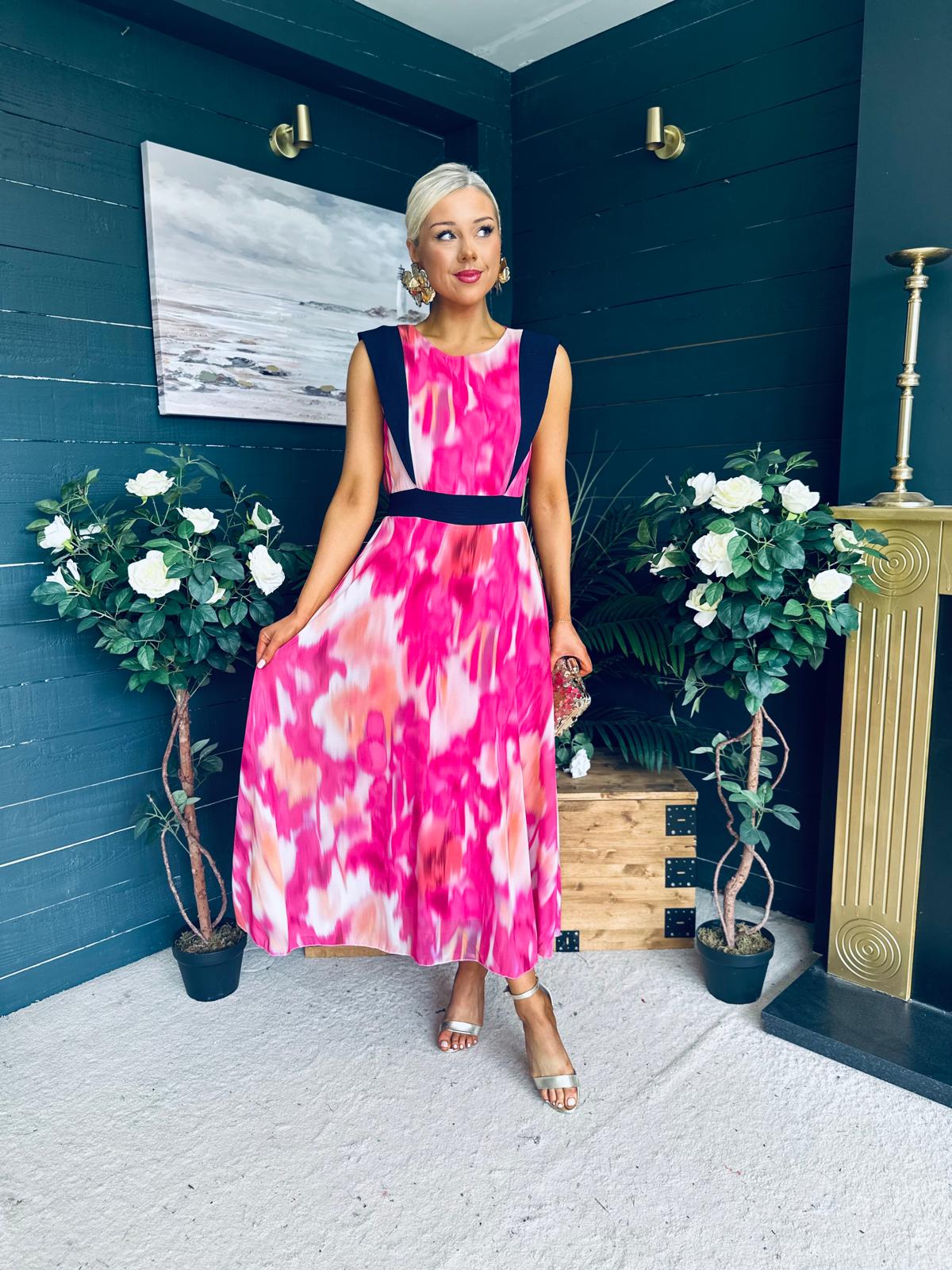 Addison Detailed Midi Dress Fuchsia
