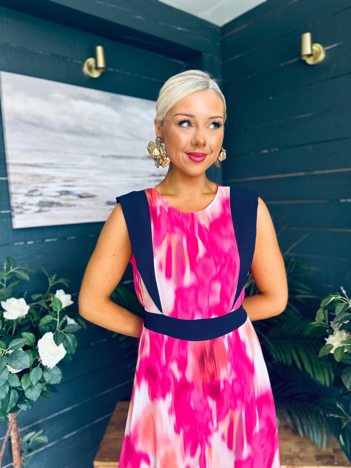 Addison Detailed Midi Dress Fuchsia