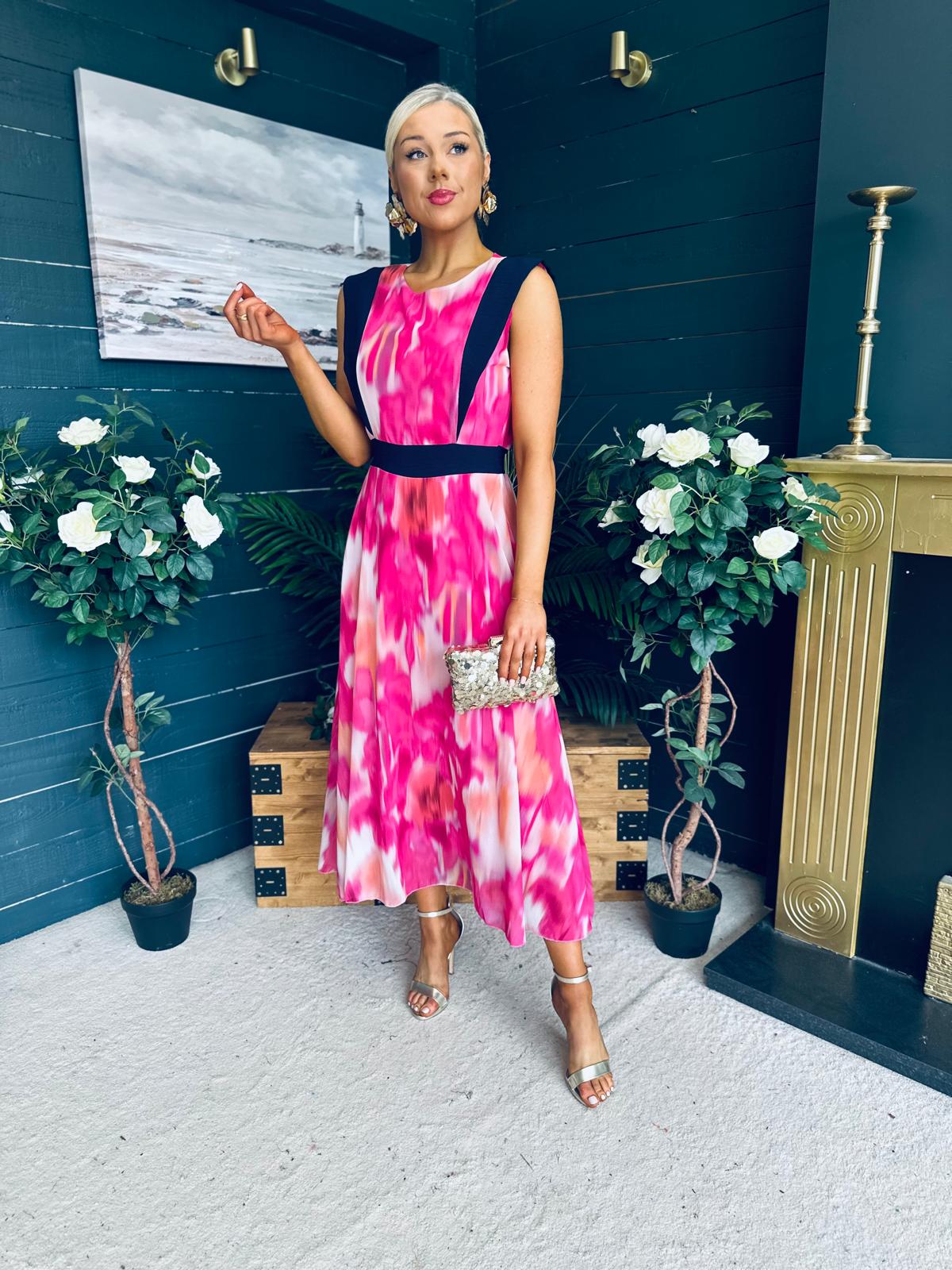 Addison Detailed Midi Dress Fuchsia
