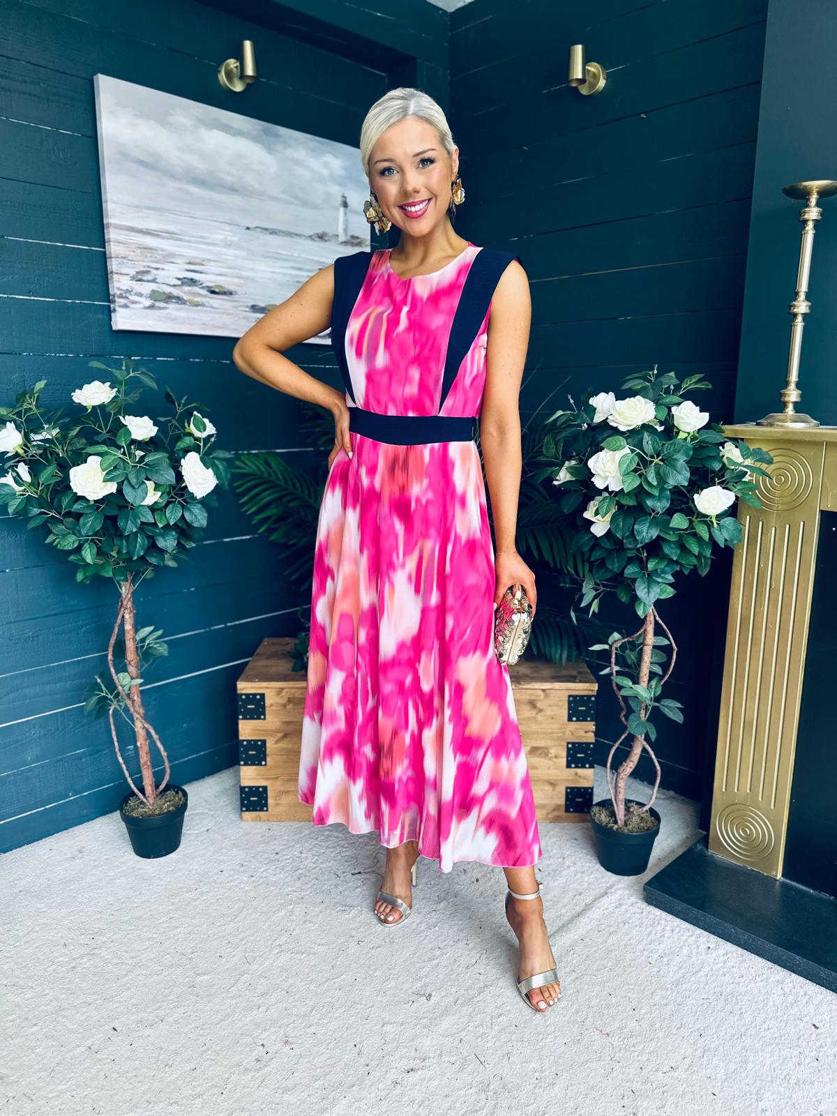 Addison Detailed Midi Dress Fuchsia