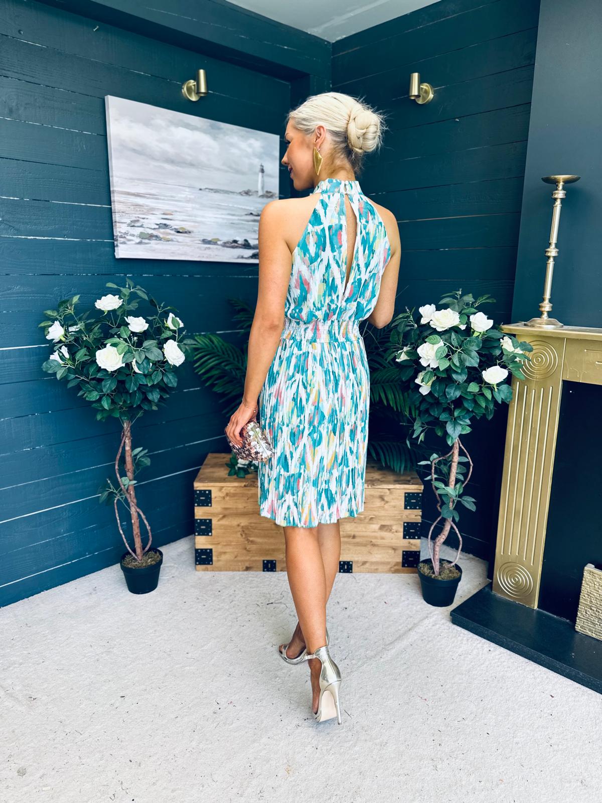 Rowyn Pleated Mini Dress Green