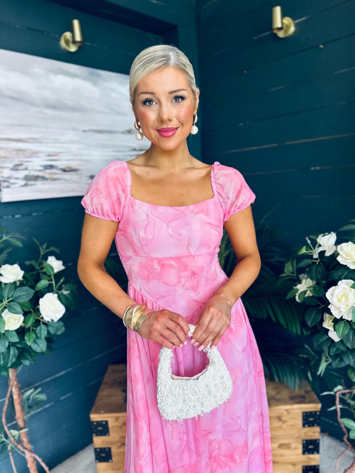 Dione Banded Midi Dress Pink