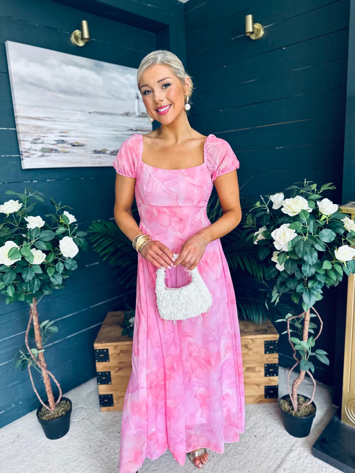 Dione Banded Midi Dress Pink