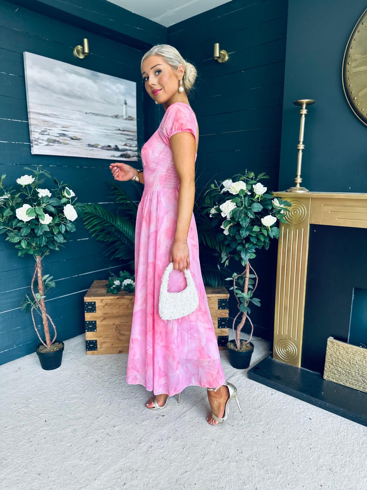 Dione Banded Midi Dress Pink
