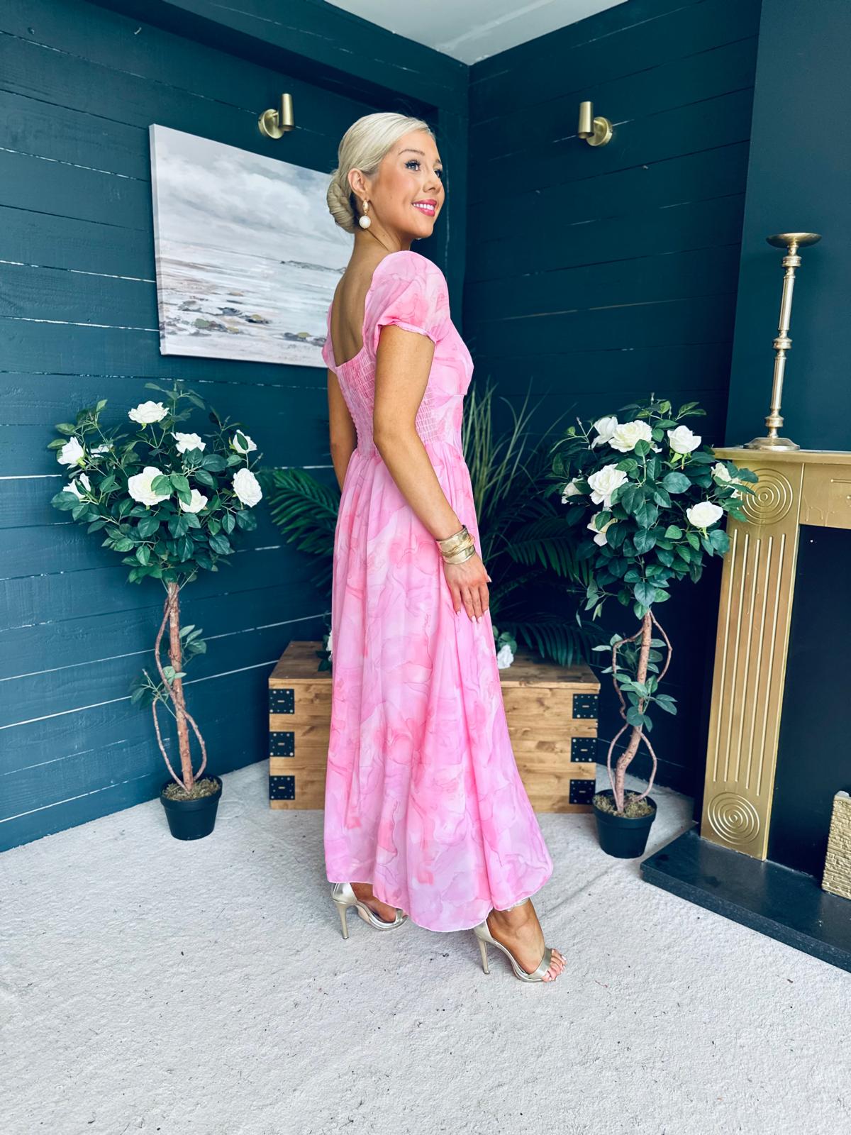 Dione Banded Midi Dress Pink