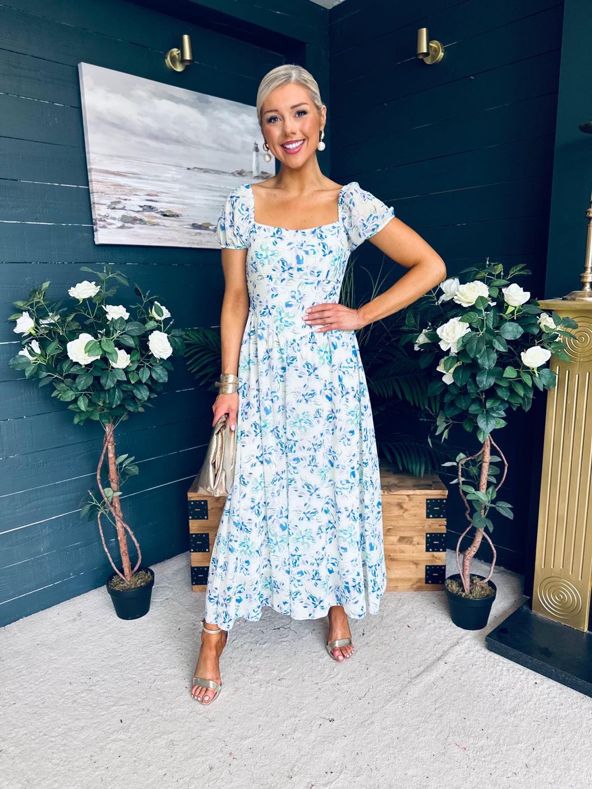 Dione Banded Midi Dress Cream