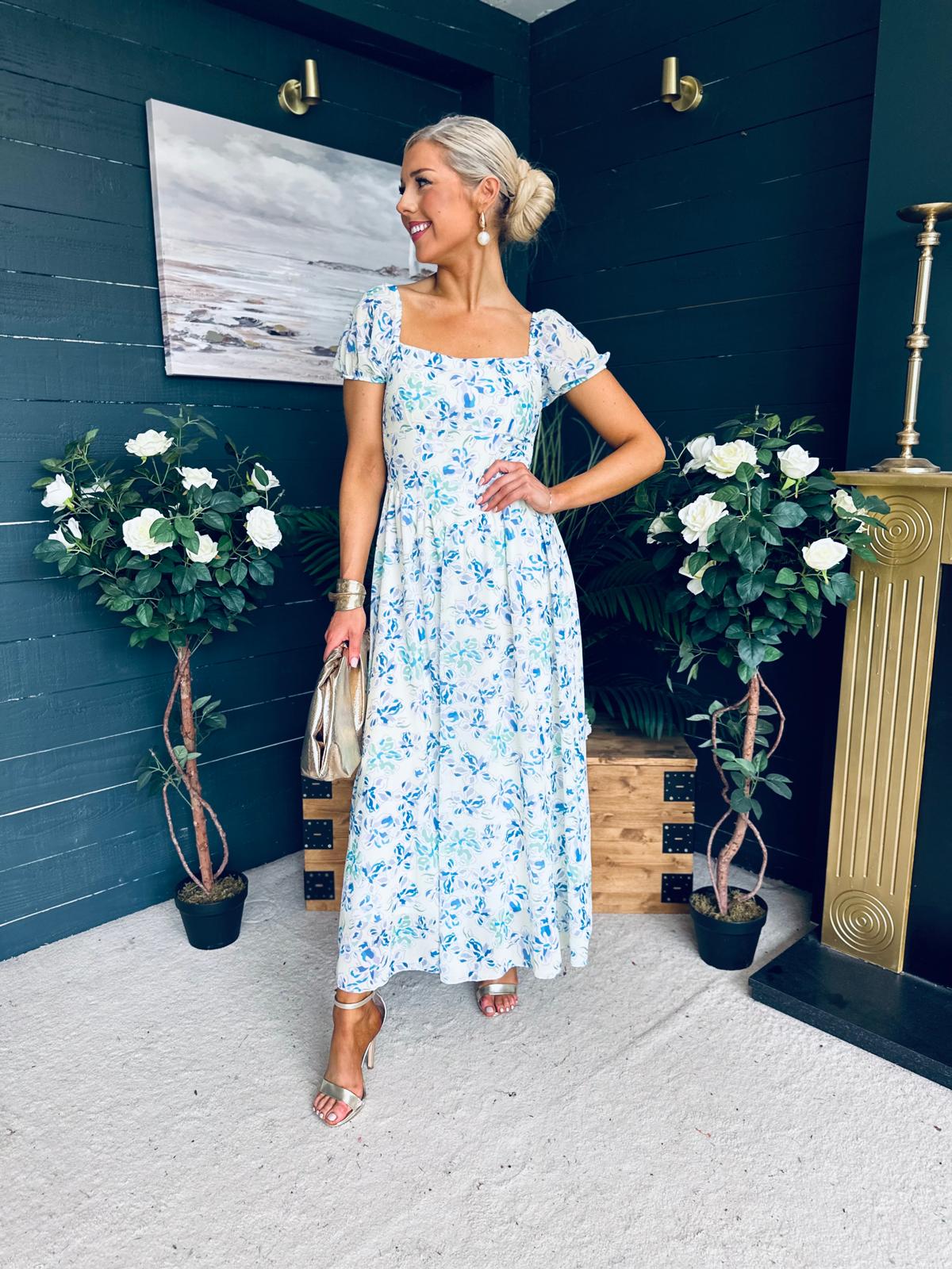 Dione Banded Midi Dress Cream