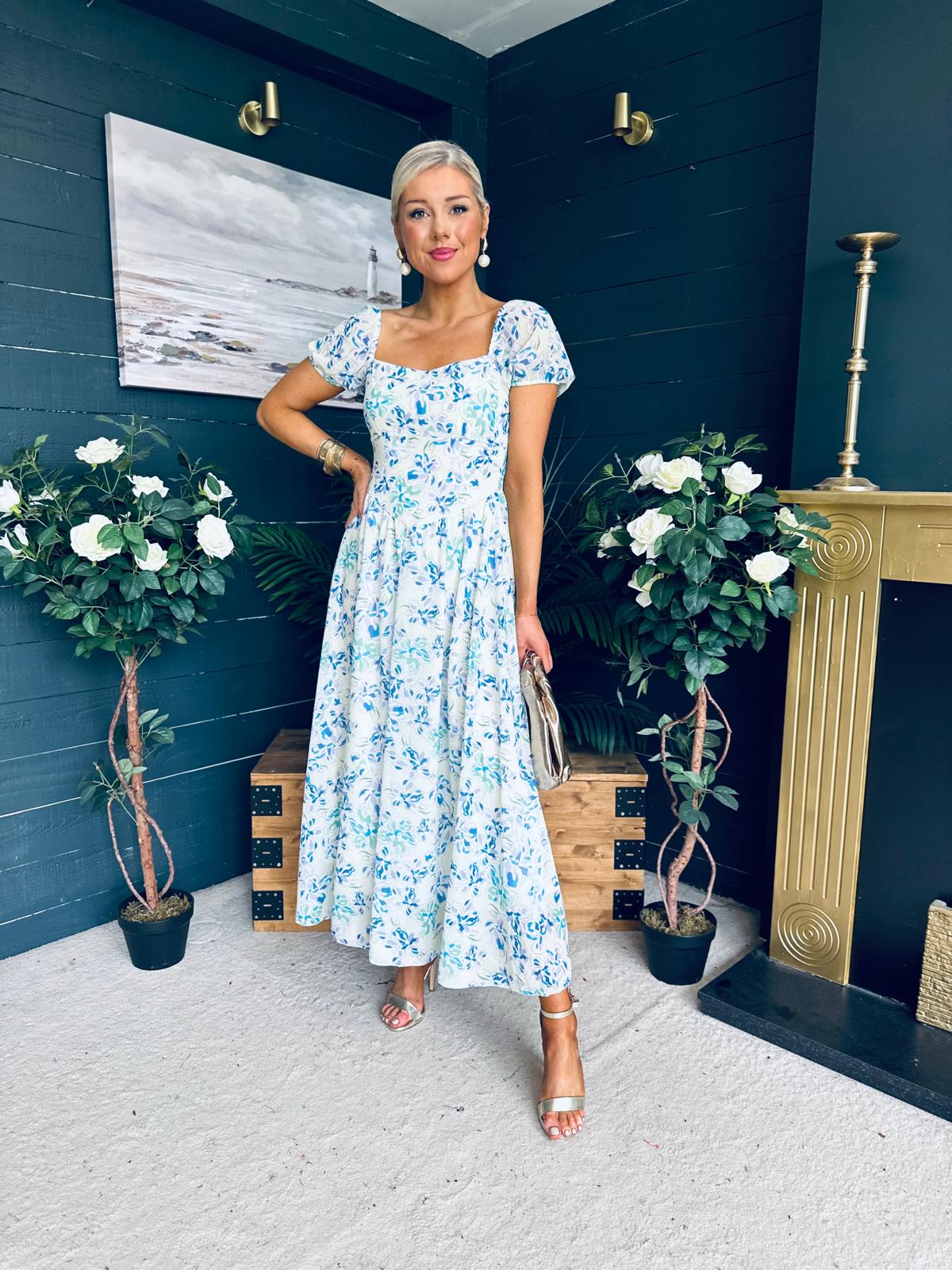 Dione Banded Midi Dress Cream