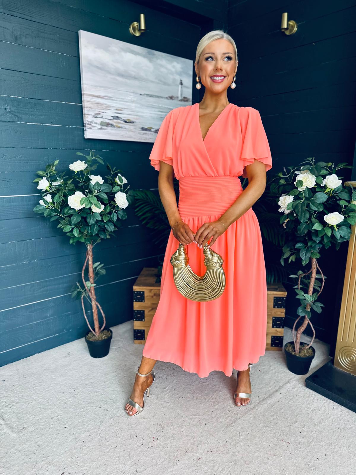 Molly Drop Waist Midi Dress Peach