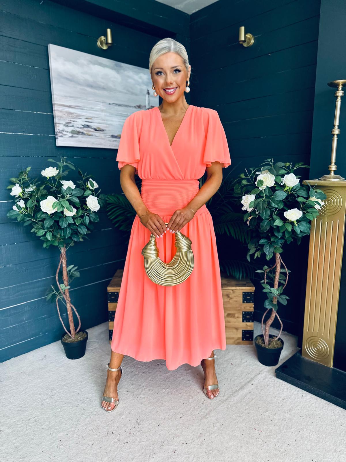 Molly Drop Waist Midi Dress Peach