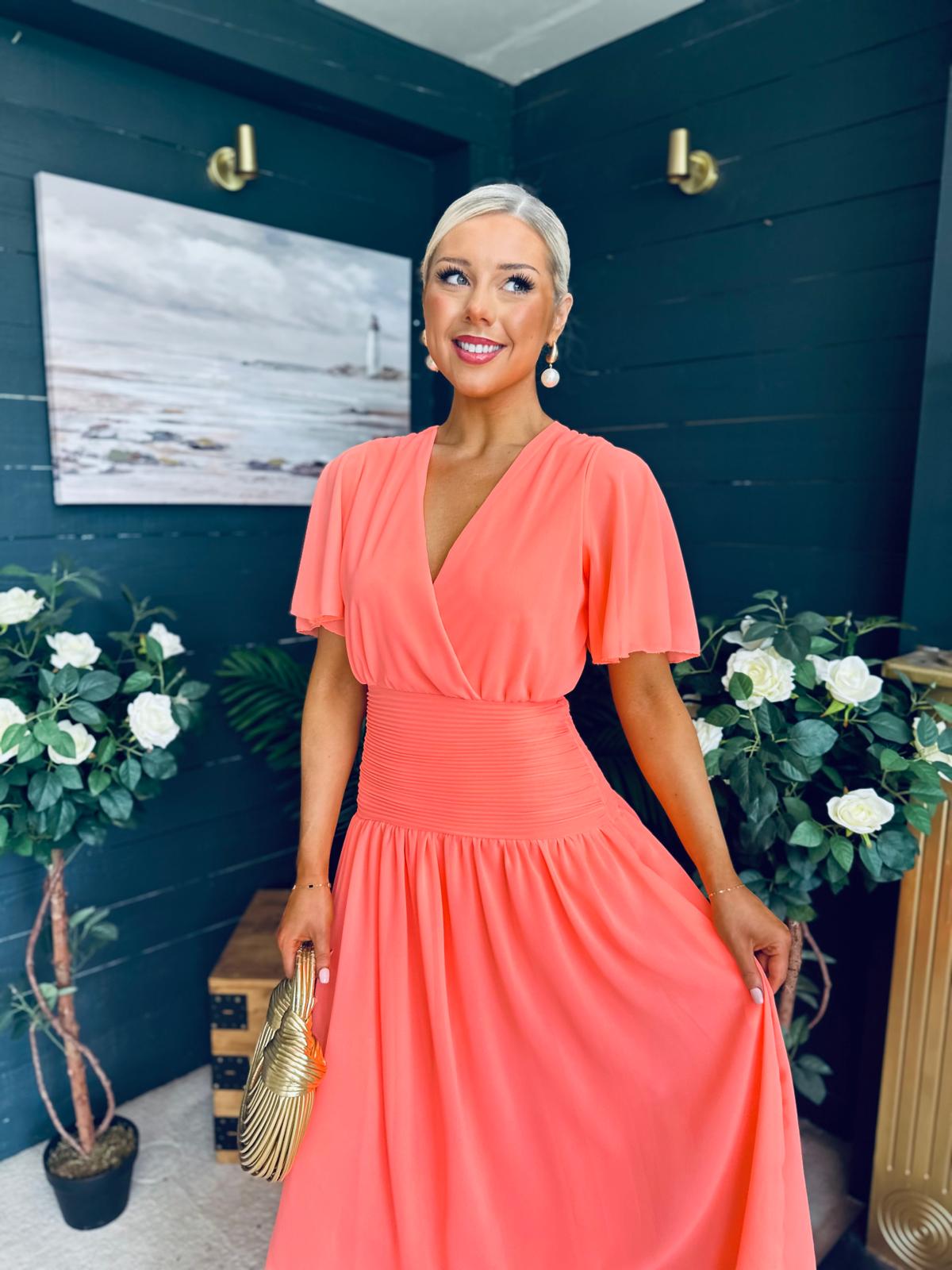 Molly Drop Waist Midi Dress Peach