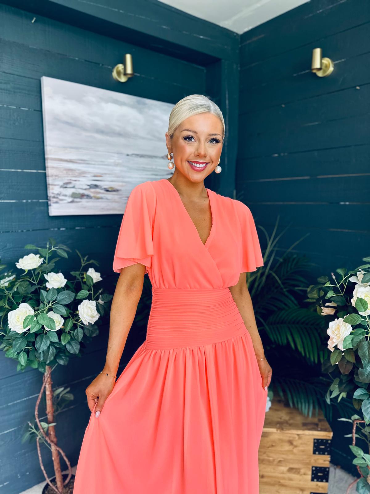 Molly Drop Waist Midi Dress Peach