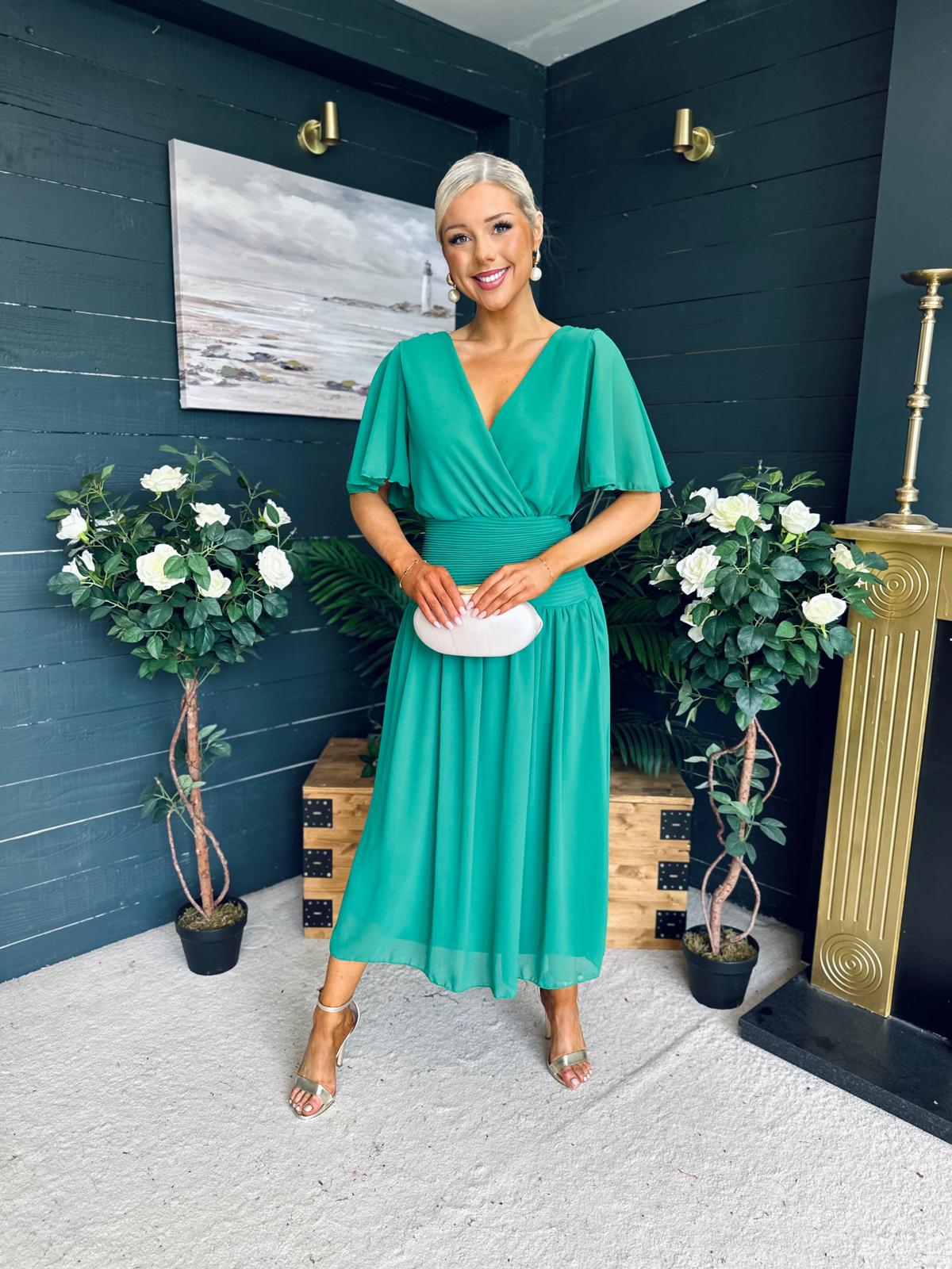 Molly Drop Waist Midi Dress Emerald
