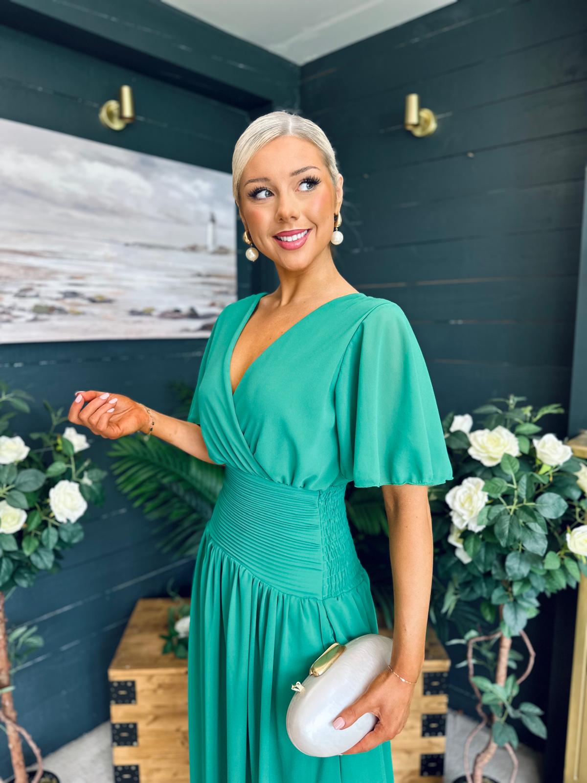 Molly Drop Waist Midi Dress Emerald