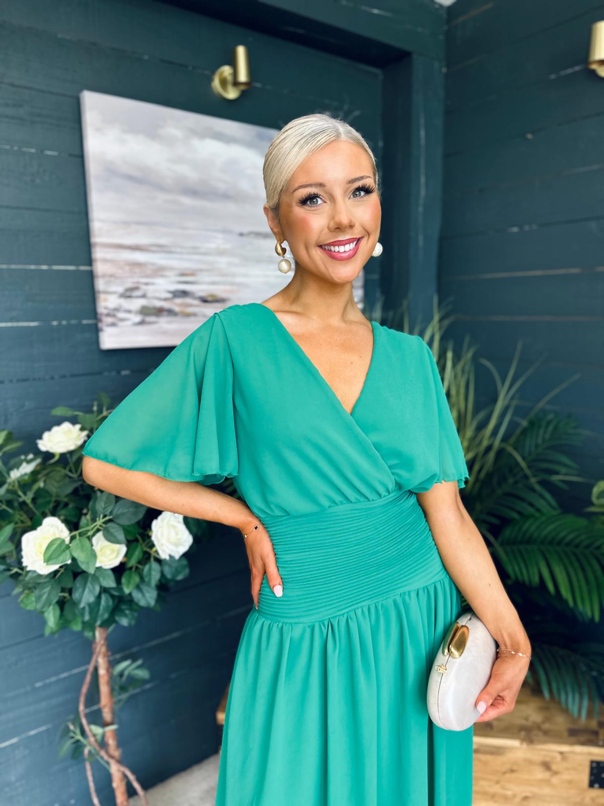 Molly Drop Waist Midi Dress Emerald