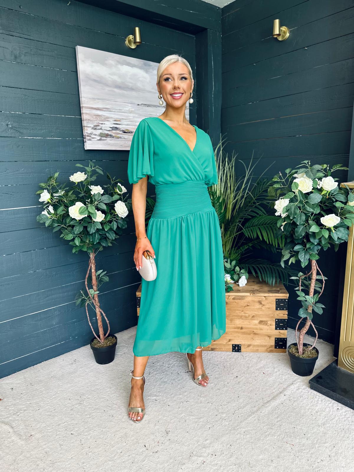 Molly Drop Waist Midi Dress Emerald