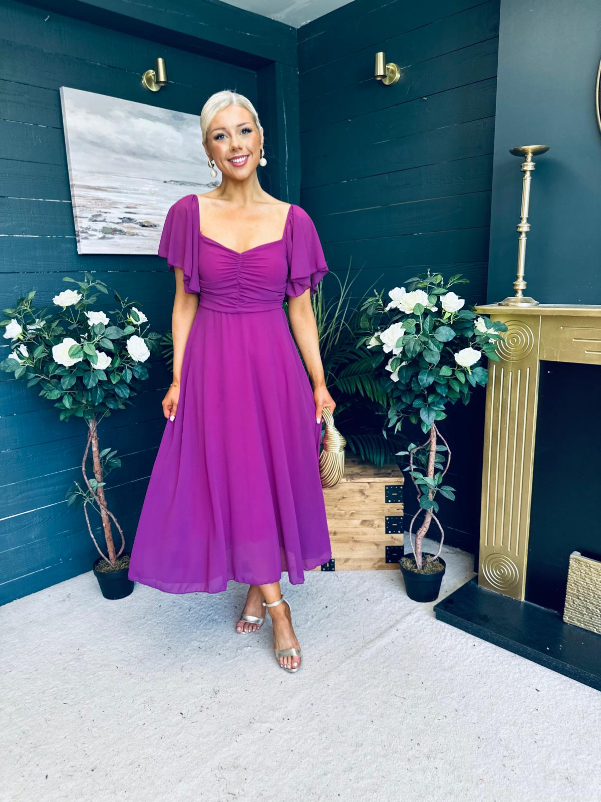 Orla Detailed Midi Dress Berry
