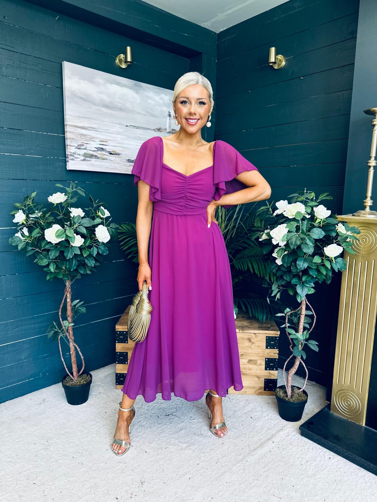 Orla Detailed Midi Dress Berry