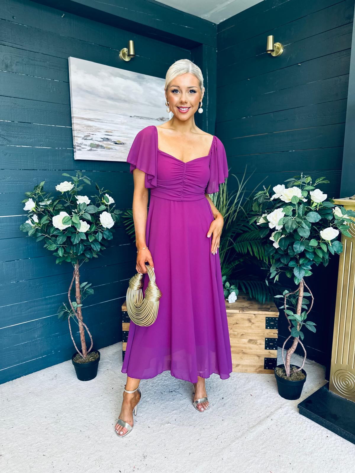 Orla Detailed Midi Dress Berry