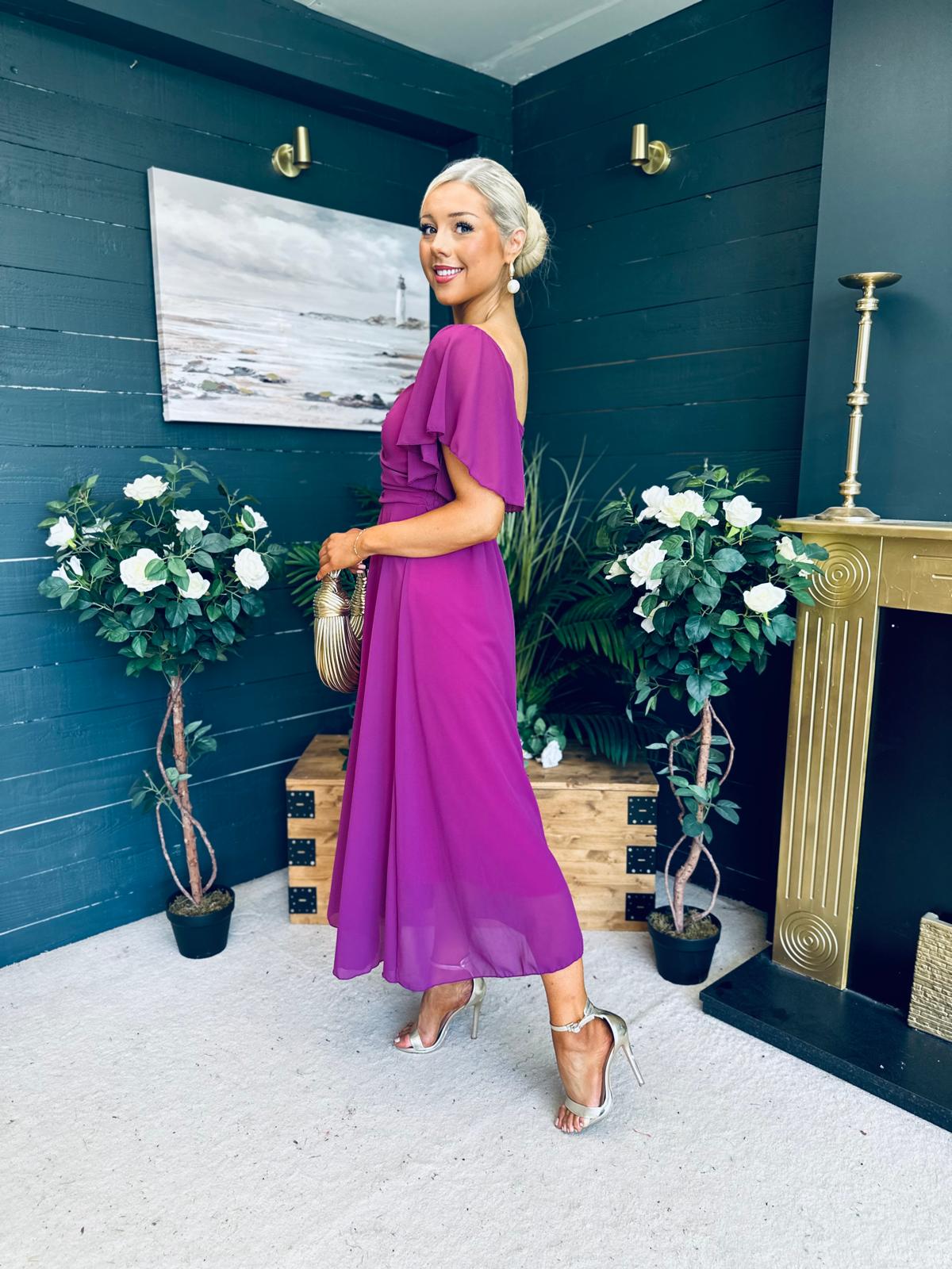 Orla Detailed Midi Dress Berry