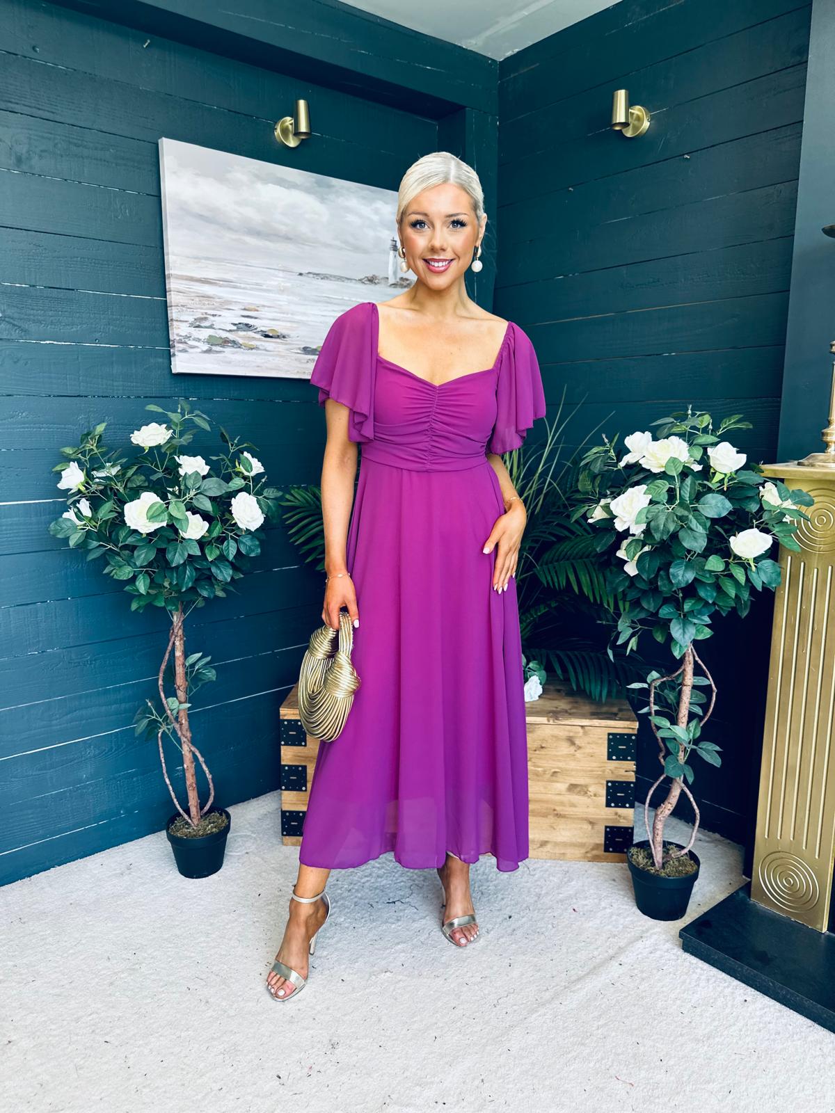 Orla Detailed Midi Dress Berry