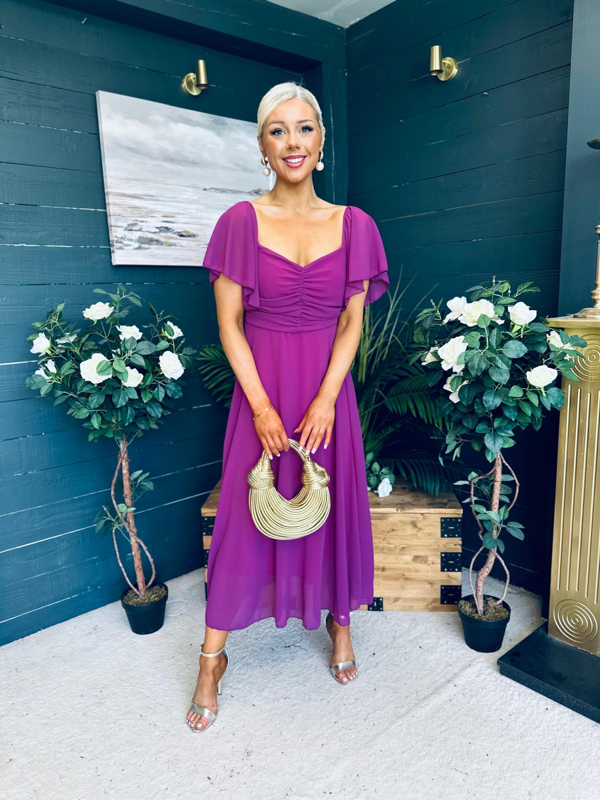 Orla Detailed Midi Dress Berry