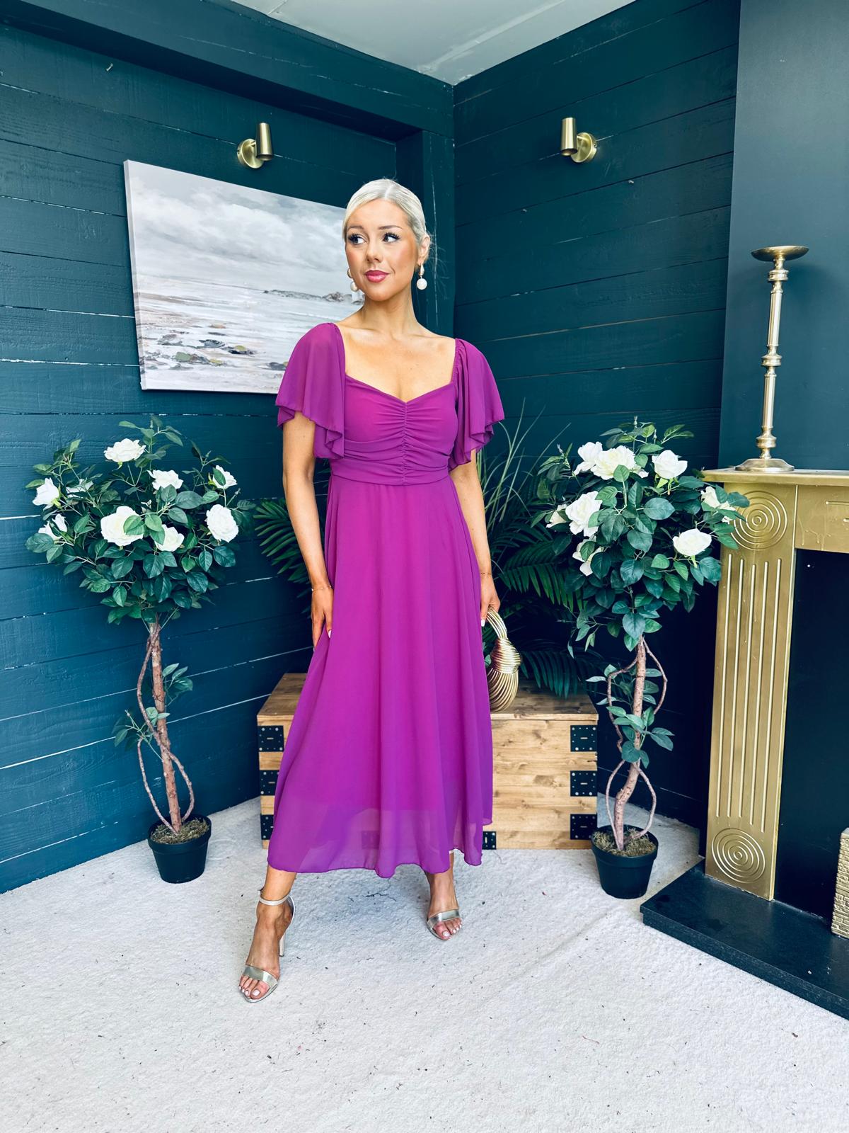Orla Detailed Midi Dress Berry