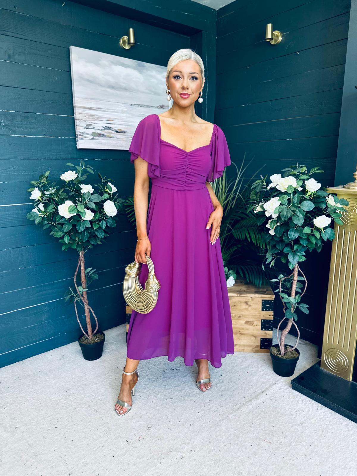 Orla Detailed Midi Dress Berry