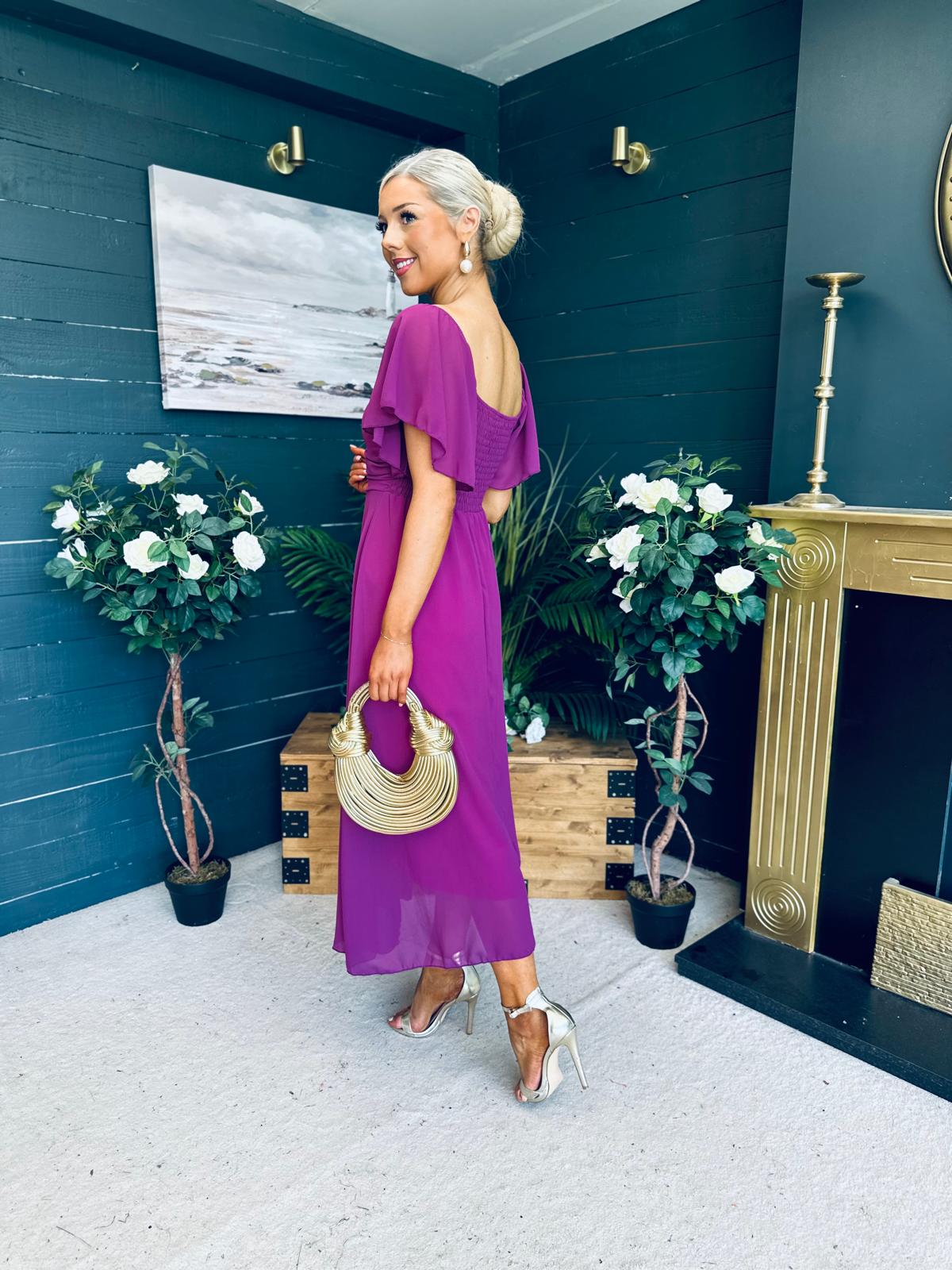 Orla Detailed Midi Dress Berry