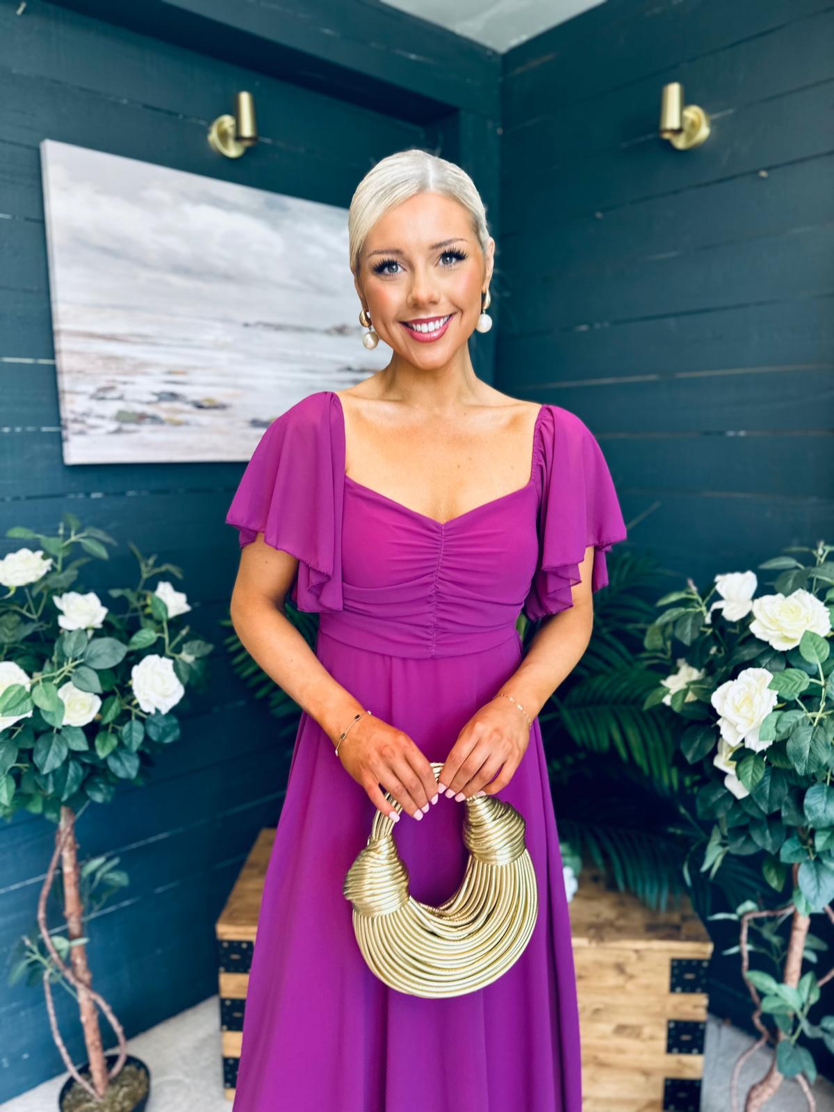 Orla Detailed Midi Dress Berry
