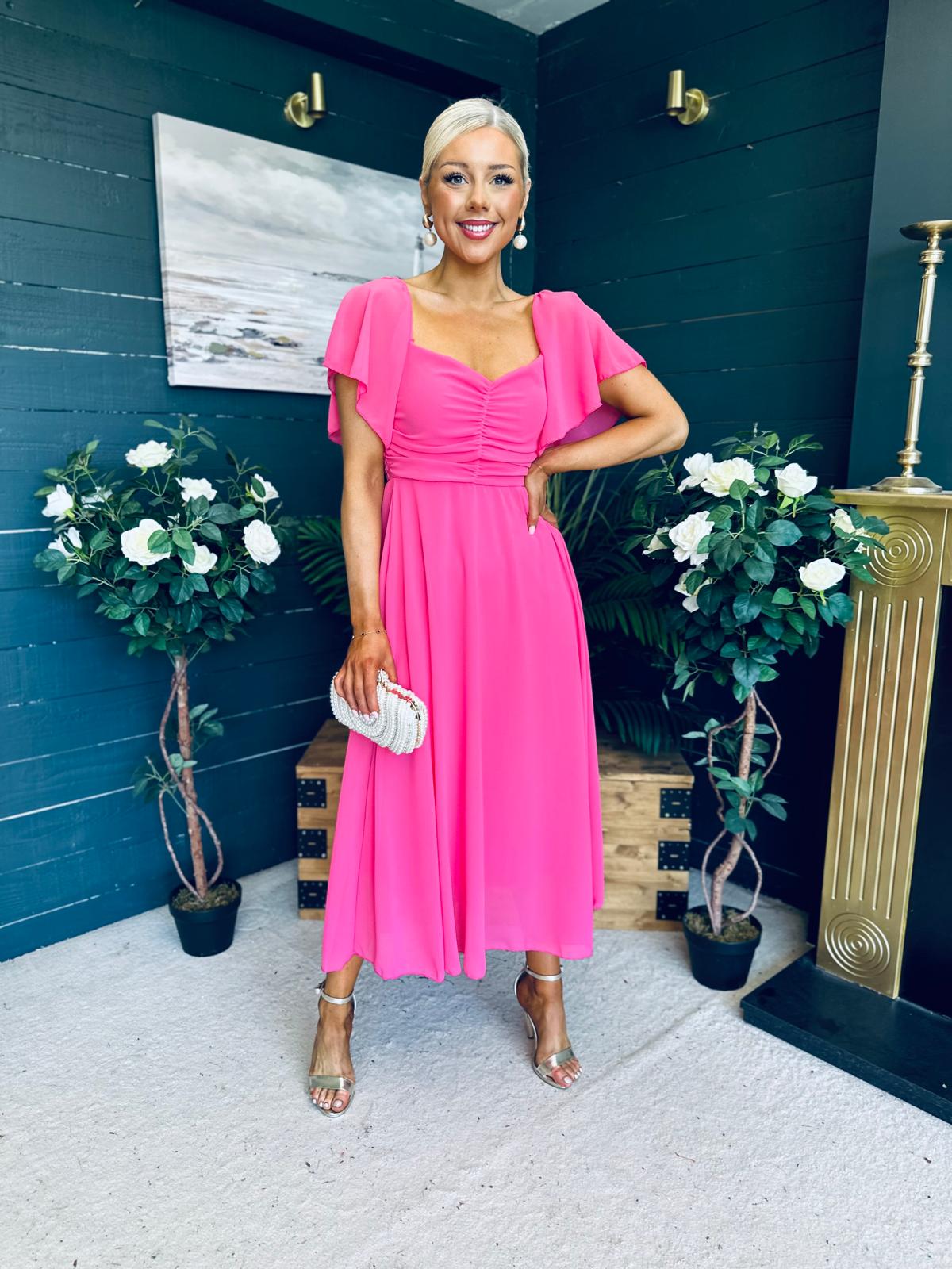 Orla Detailed Midi Dress Pink