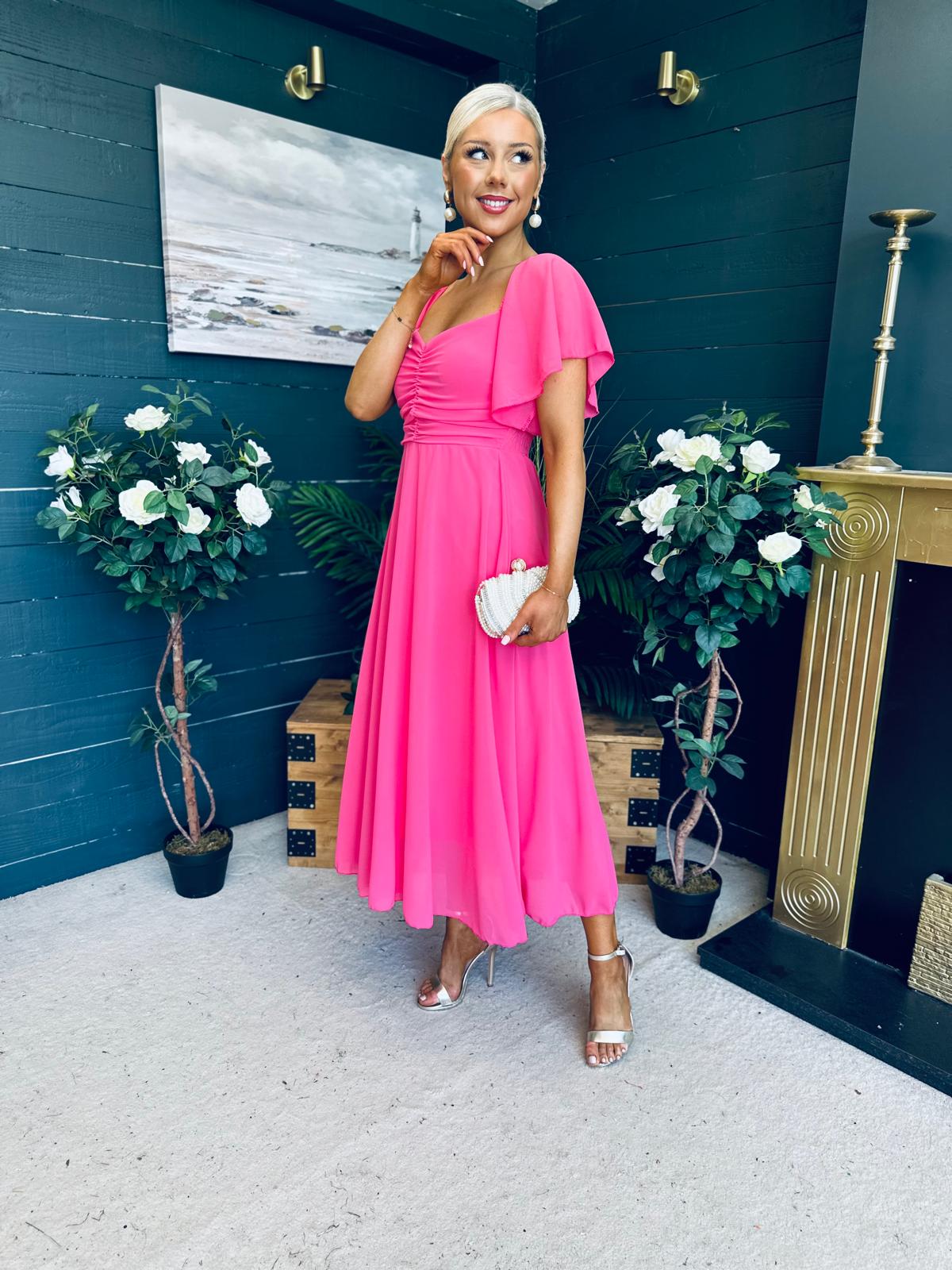 Orla Detailed Midi Dress Pink
