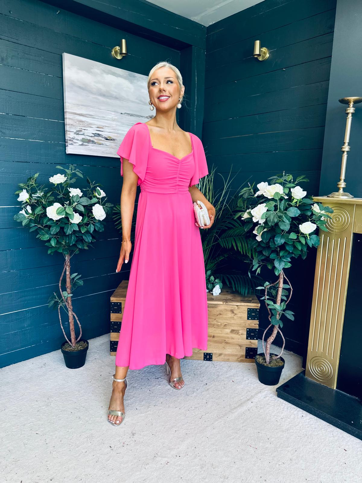 Orla Detailed Midi Dress Pink