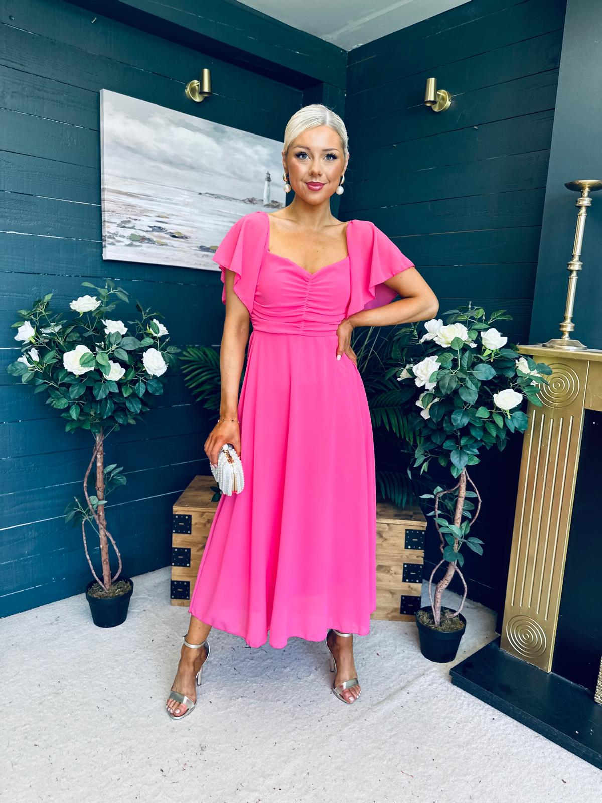 Orla Detailed Midi Dress Pink