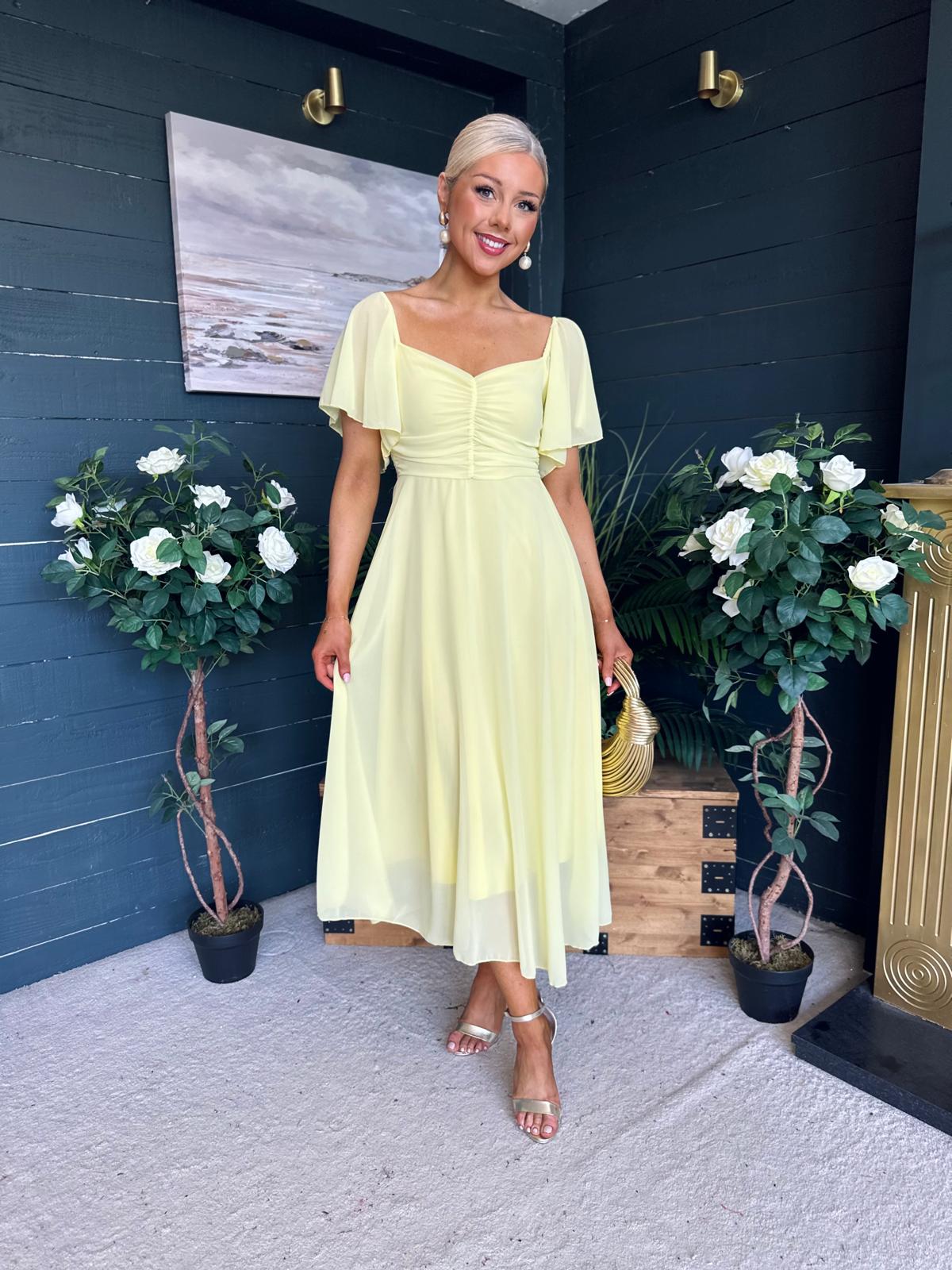 Orla Detailed Midi Dress Yellow