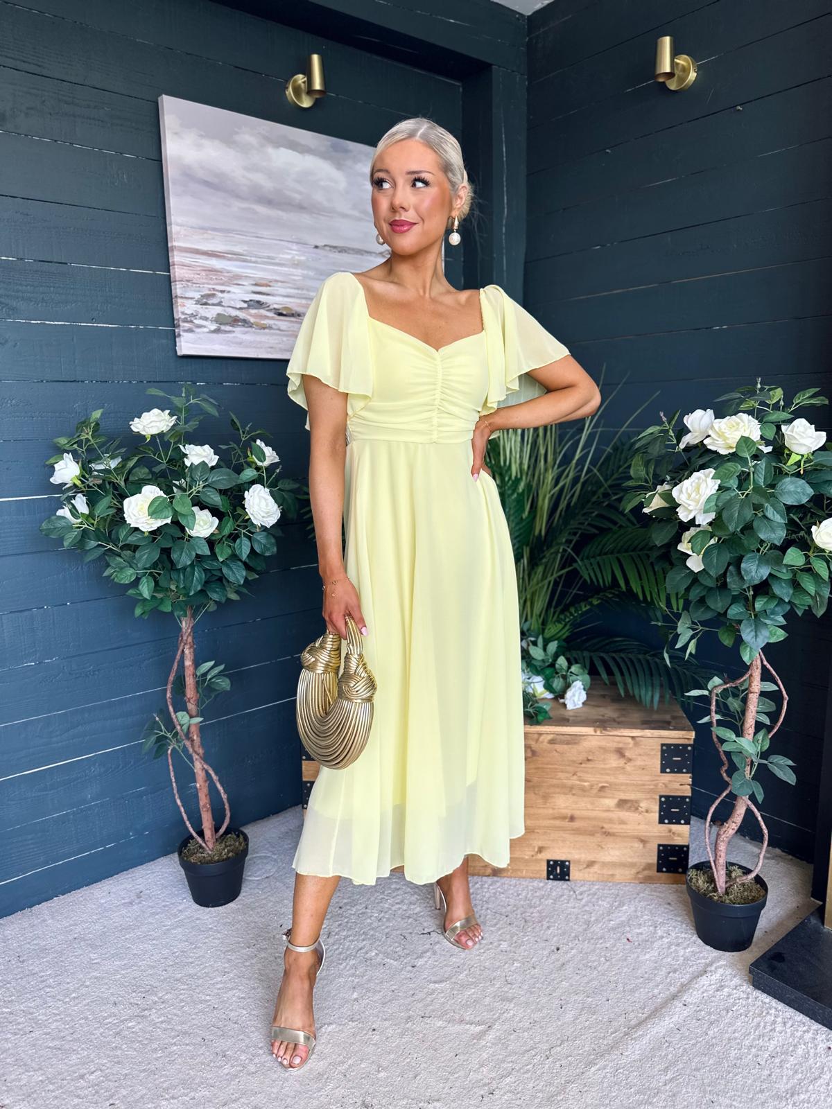 Orla Detailed Midi Dress Yellow
