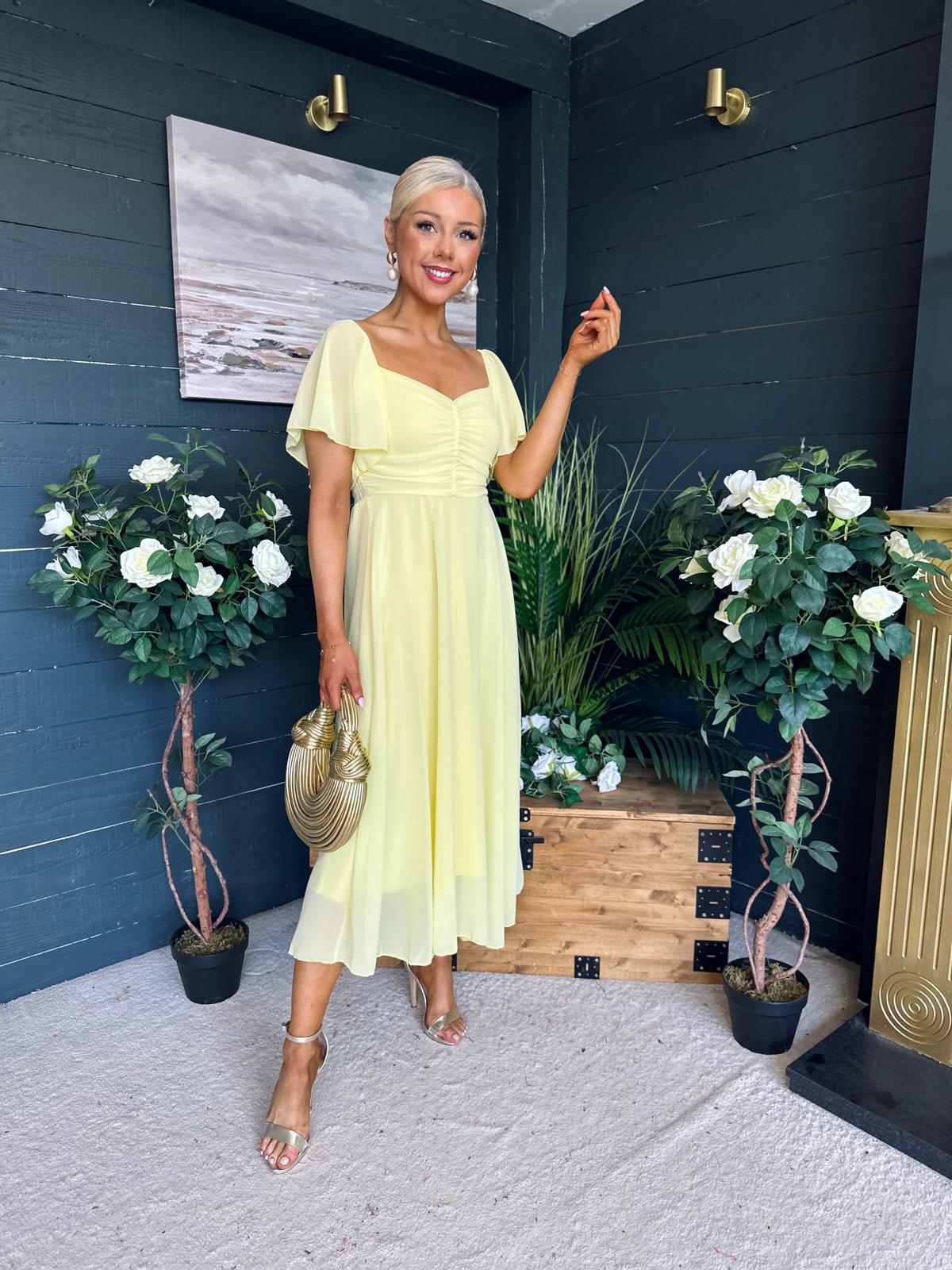 Orla Detailed Midi Dress Yellow