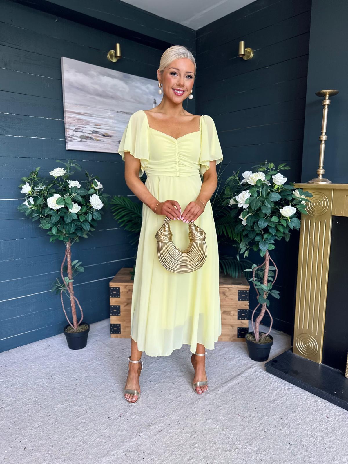 Orla Detailed Midi Dress Yellow